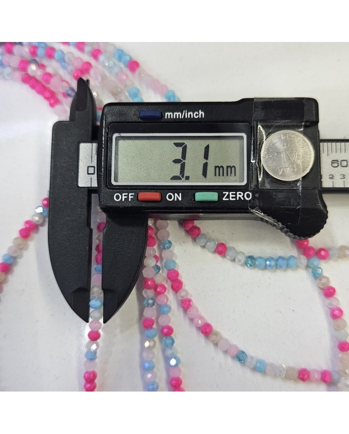 3mm İpe Dizili Kaplamalı Mix Kristal Boncuk Renk Kodu KBMF - 1 Dizi