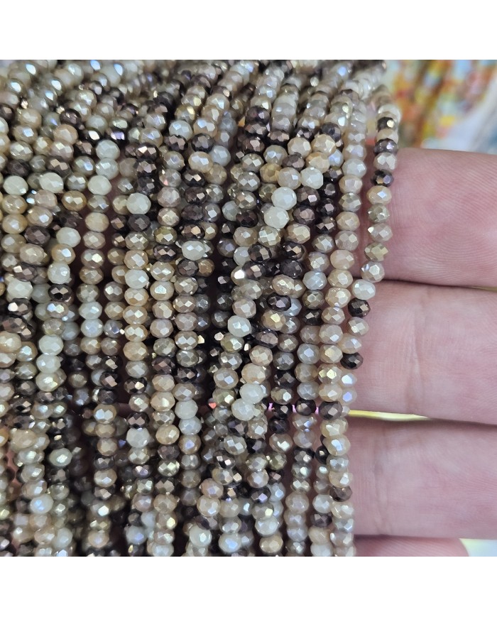 3mm İpe Dizili Kaplamalı Mix Kristal Boncuk Renk Kodu JFKB - 1 Dizi