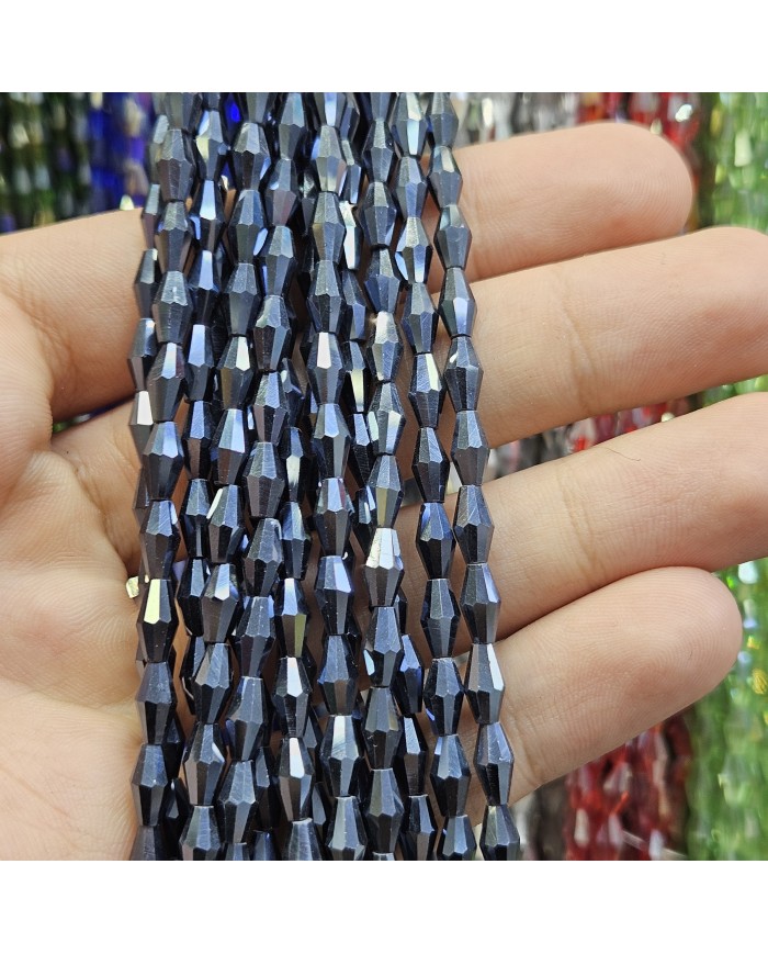 İpe Dizili Arpa Kristal Boncuk - Janjanlı Füme - 4x8mm