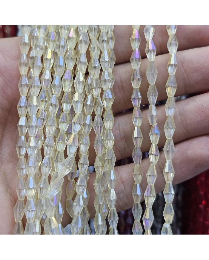 İpe Dizili Arpa Kristal Boncuk - Janjanlı Şampanya - 4x8mm