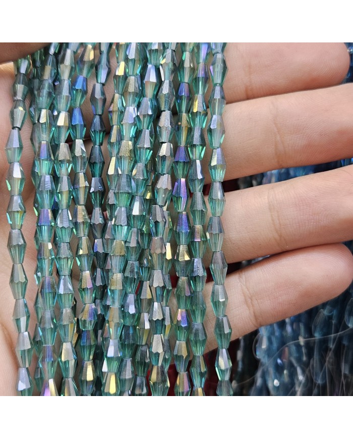 İpe Dizili Arpa Kristal Boncuk - Janjanlı Petrol Yeşili - 4x8mm