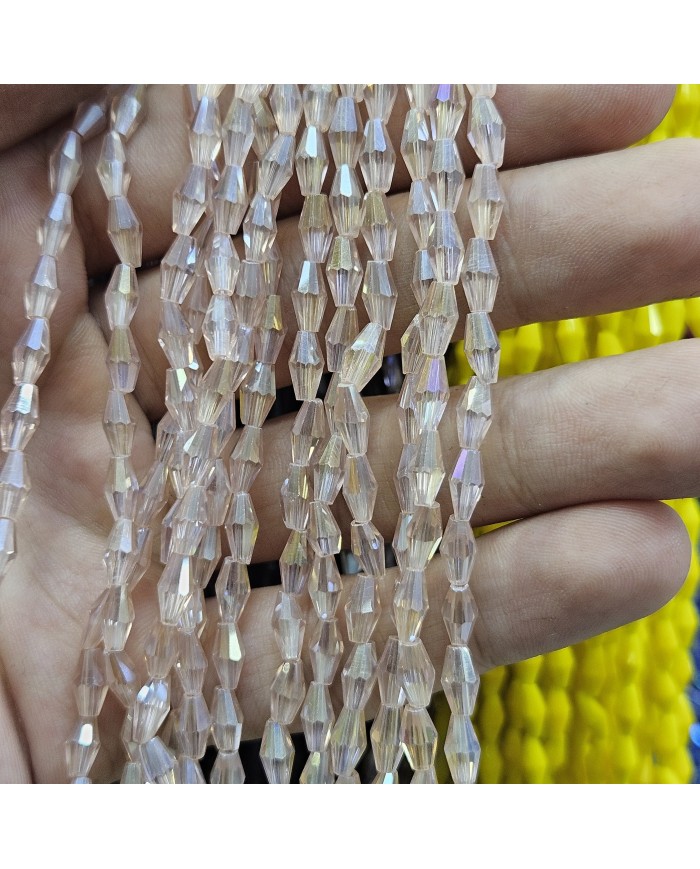 İpe Dizili Arpa Kristal Boncuk - Janjanlı Şeftali - 4x8mm