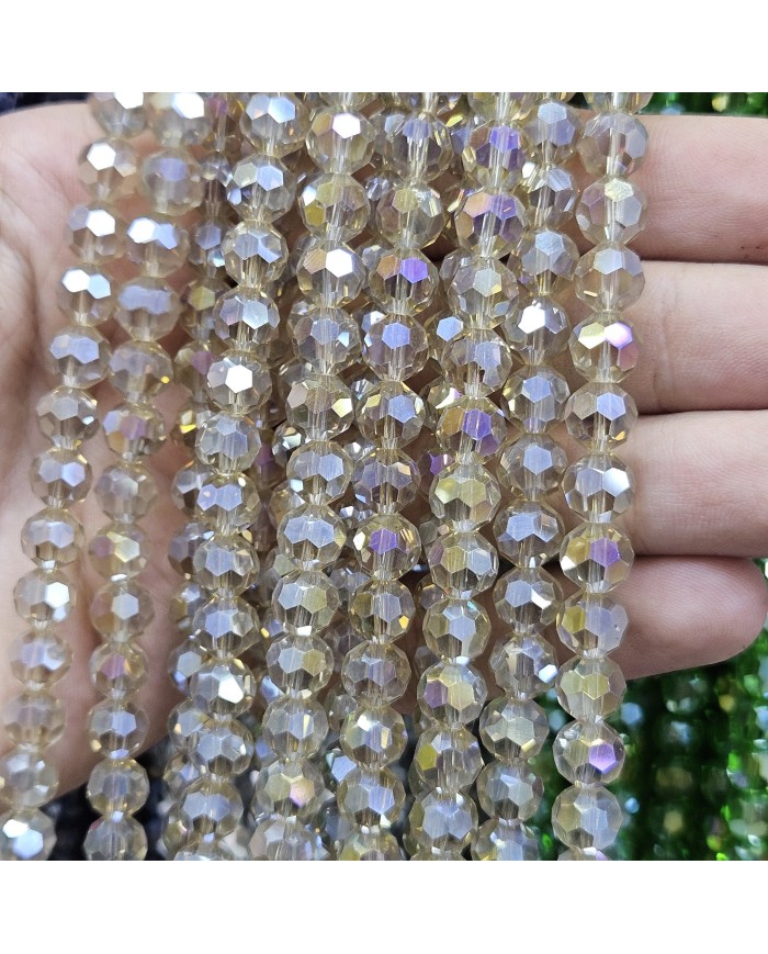 İpe Dizili Kristal Boncuk - Janjanlı Soft Sarı - 8mm