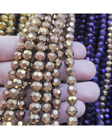 İpe Dizili Kristal Boncuk - Mat Bronz - 8mm