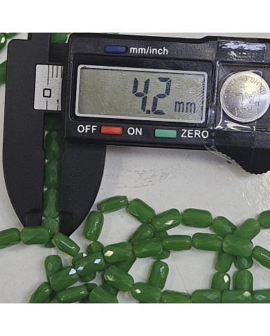 İpe Dizili Petekli Elips Kristal Boncuk - Opak Mint Yeşili -