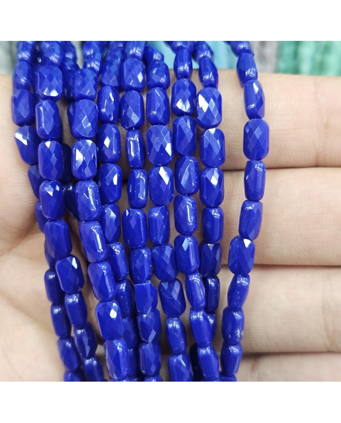 4x7mm İpe Dizili Petekli Elips Kristal Boncuk Mat Kobalt Mavi - 1 Dizi