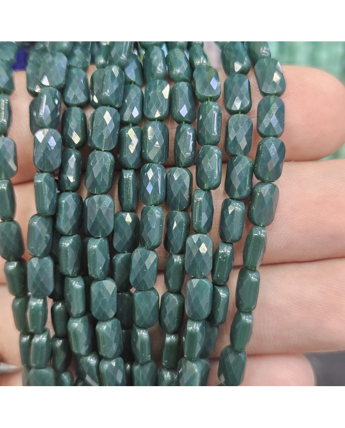 4x7mm İpe Dizili Petekli Elips Kristal Boncuk Mat Çam Yeşili - 1 Dizi