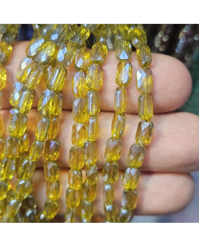 İpe Dizili Petekli Elips Kristal Boncuk - Janjanlı Altın Sarısı