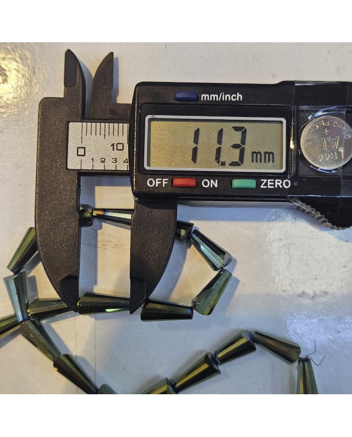 6x12mm İpe Dizili Deve Tabanı Huni Kristal Boncuk Şeffaf Açık Sarı - 1 Dizi
