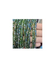 4mm İpe Dizili Küp Kristal Boncuk Metalik Kaplama Janjanlı Zümrüt Yeşili - 1 Dizi
