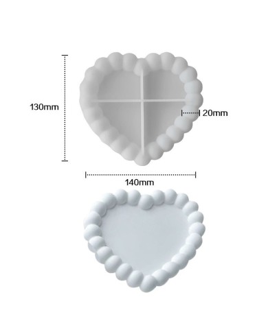 Bubble Kalp Tabak Epoksi ve Beton Silikon Kalıp - Kod: 1026D Bubble Kalp Tabak Epoksi ve Beton Silikon Kalıp - Kod: 1026D