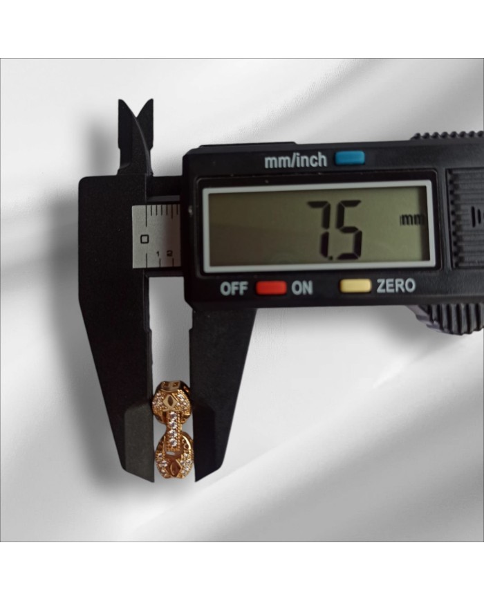 Zarif Çift Halkalı Taşlı Altın Takı Kapama - 7x18mm