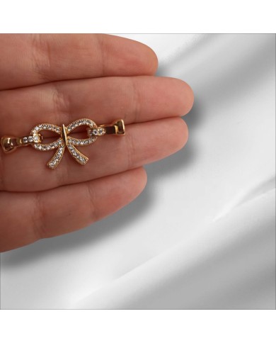 Fiyonk Şeklinde Zirkon Taşlı Altın Takı Kapama - 14x36mm