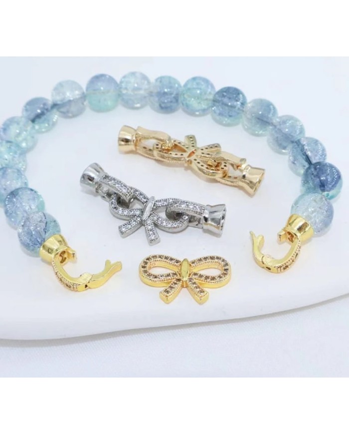 Fiyonk Şeklinde Zirkon Taşlı Altın Takı Kapama - 14x36mm