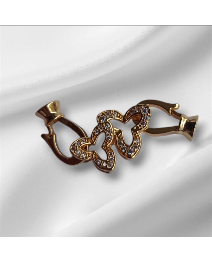 Üçlü Yonca Motifli Taşlı Takı Kapama - 10x33mm