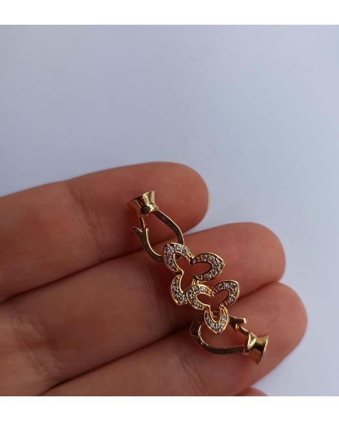 Üçlü Yonca Motifli Taşlı Takı Kapama - 10x33mm