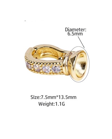 Pırlanta Taşlı Kanca Altın Renk Takı Kapama - 7x13mm