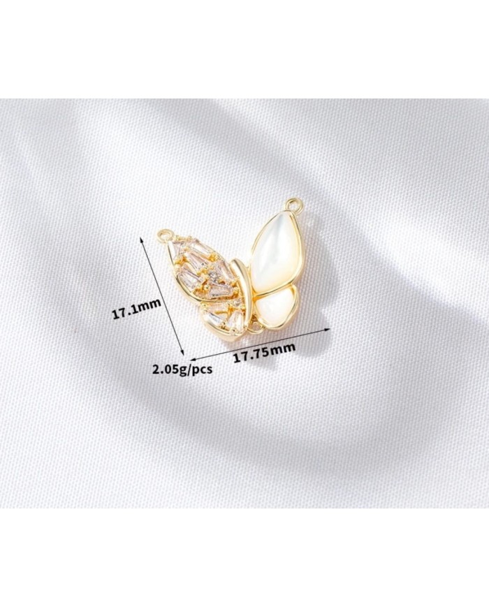 Kelebek Şekilli İnci ve Taş Detaylı Takı Kapama - 17x17mm