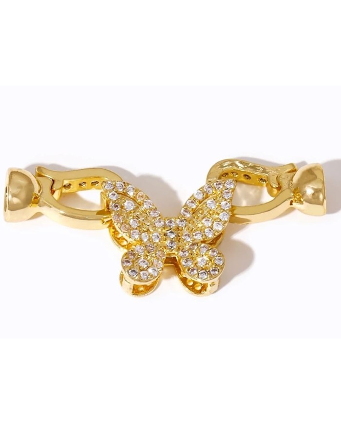 Kristal Taşlı Altın Kelebek Takı Kapama - 12x36mm