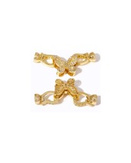 Kristal Taşlı Altın Kelebek Takı Kapama - 12x36mm