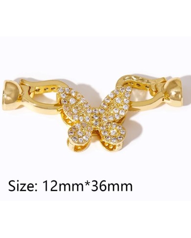 Kristal Taşlı Altın Kelebek Takı Kapama - 12x36mm
