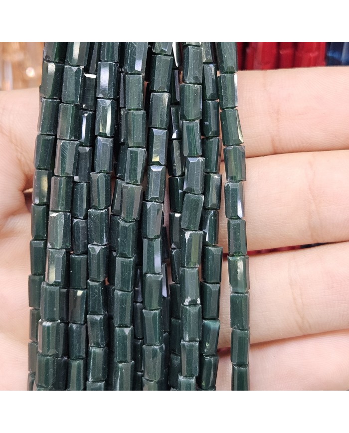 6mm İpe Dizili Baget Kristal Boncuk Mat Koyu Yeşil - 1 Dizi