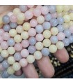 İpe Dizili Doğal Taş Boncuk - Pastel Renkli Mat Jasper - 10mm