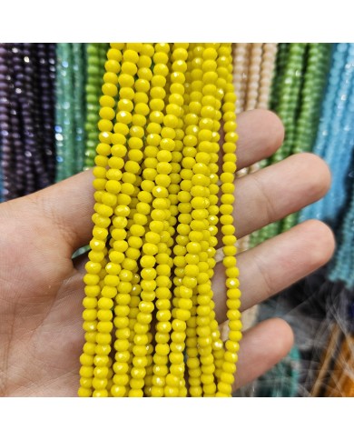 5 Adet İpe Dizili Kristal Boncuk - Parlak Sarı - 4mm