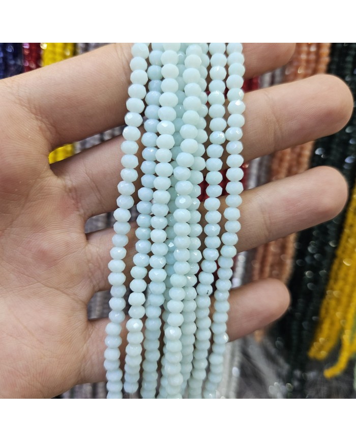5 Adet İpe Dizili Kristal Boncuk - Mat Açık Mavi - 4mm