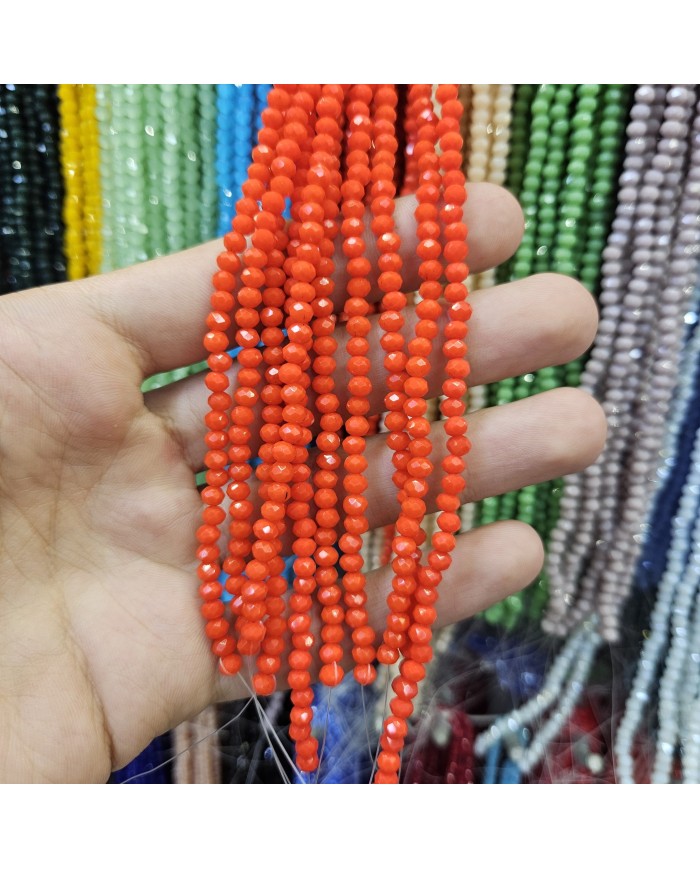 4mm İpe Dizili Kristal Boncuk Mat Kırmızı - 10 Dizi