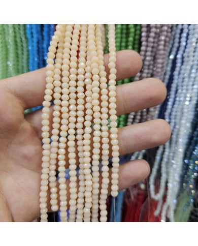 5 Adet İpe Dizili Kristal Boncuk - Mat Şampanya - 4mm