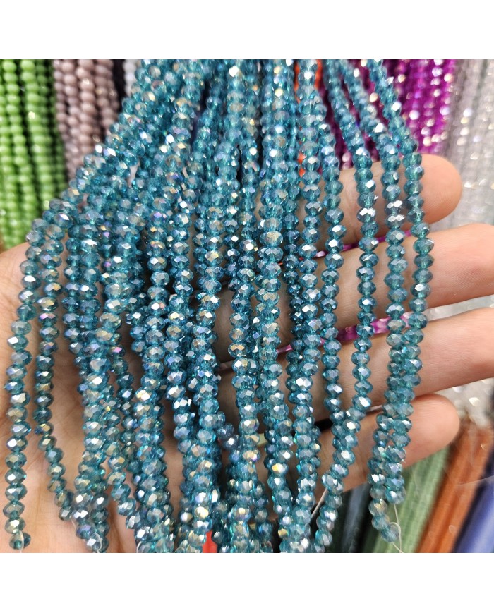 4mm İpe Dizili Kristal Boncuk Mat Aynalı Deniz Yeşil - 10 Dizi