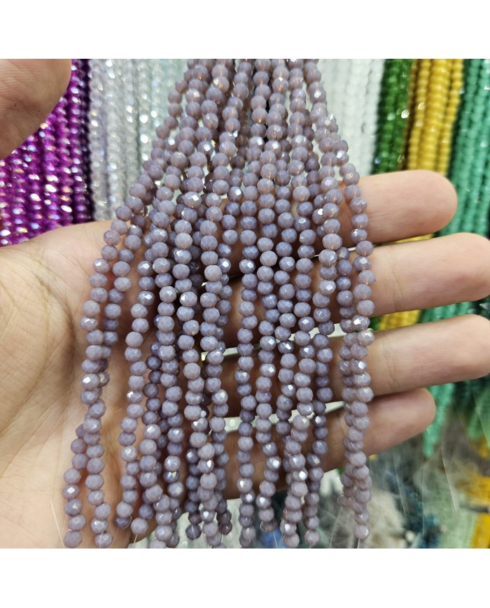 4mm İpe Dizili Kristal Boncuk Janjanlı Duman Gri - 10 Dizi