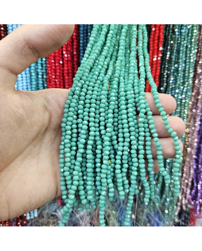 4mm İpe Dizili Kristal Boncuk Mat Açık Yeşil - 10 Dizi