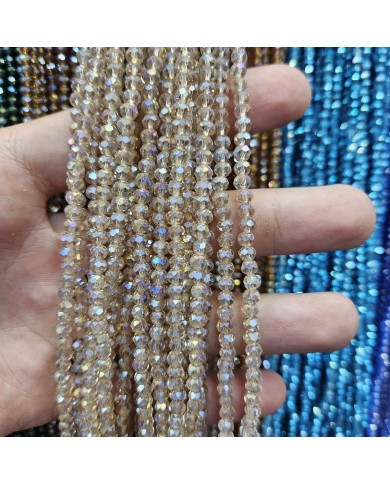 5 Adet İpe Dizili Kristal Boncuk - Janjanlı Şampanya - 4mm