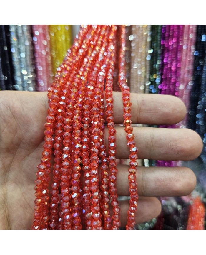 4mm İpe Dizili Kristal Boncuk Şeffaf Janjanlı Mercan - 10 Dizi