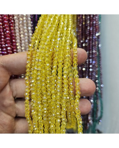 5 Adet İpe Dizili Kristal Boncuk - Janjanlı Sarı - 4mm