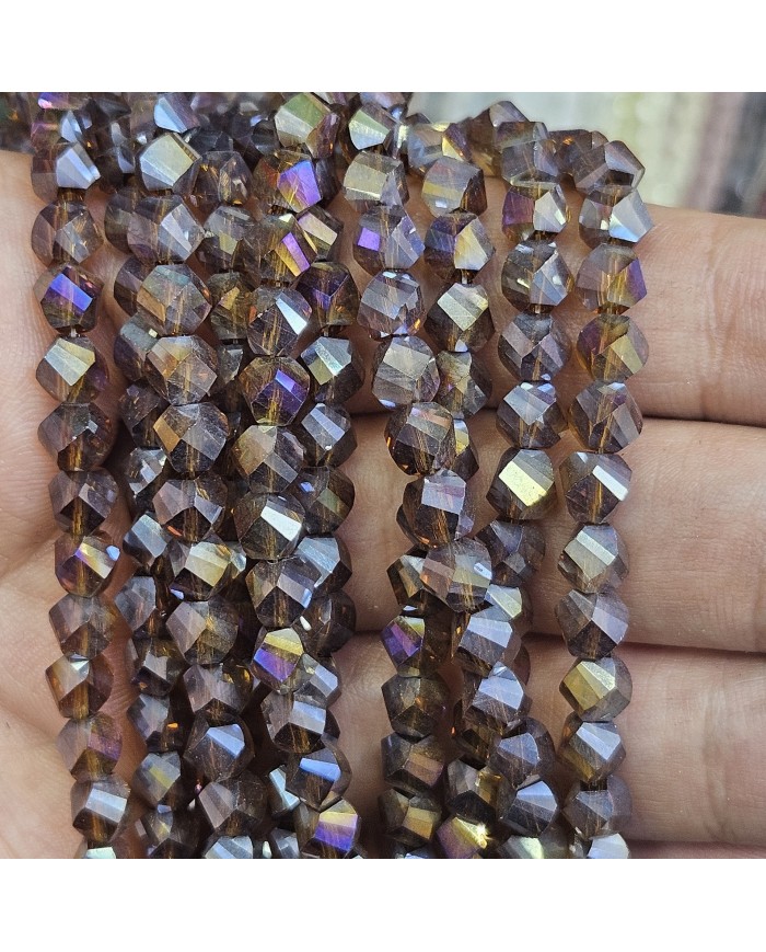 5 Adet İpe Dizili Döner Kristal Boncuk - Janjanlı Duman Kahve -