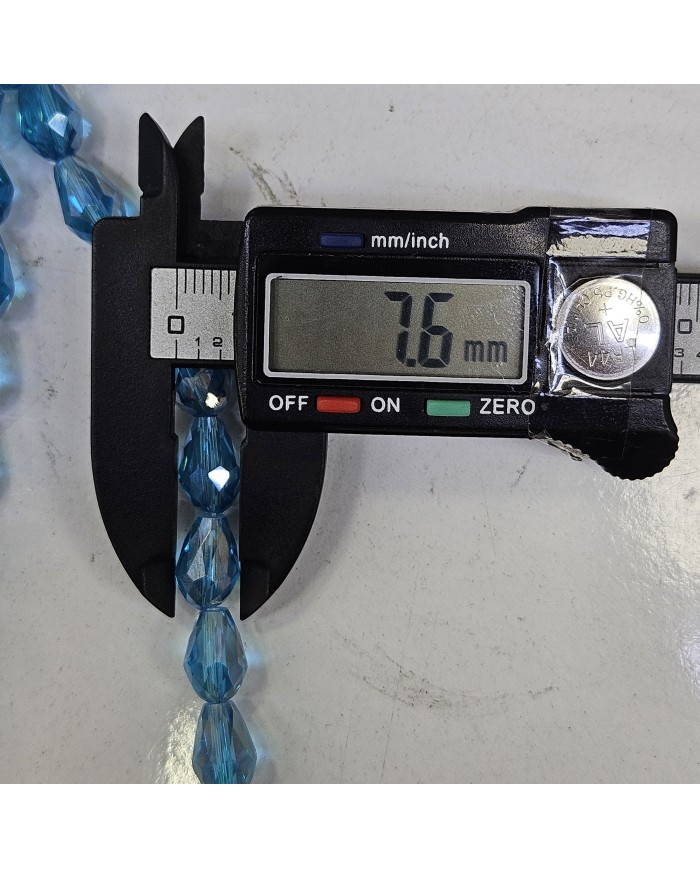 8mm İpe Dizili Damla Kristal Boncuk Şeffaf Açık Mor - 1 Dizi