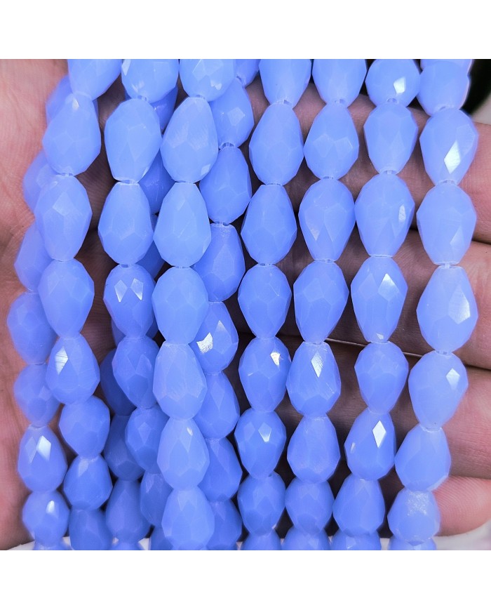 5 Adet İpe Dizili Damla Kristal Boncuk - Mat Açık Mor - 8mm