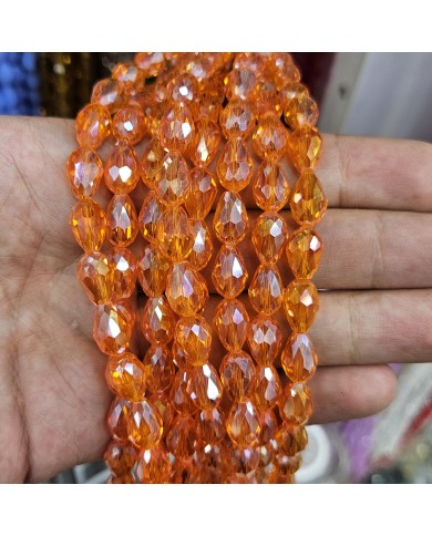 5 Adet İpe Dizili Damla Kristal Boncuk - Janjanlı Turuncu - 8mm 5 Adet İpe Dizili Damla Kristal Boncuk - Janjanlı Turuncu - 8mm