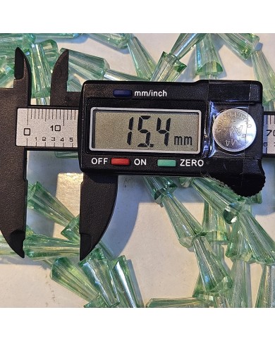 8x16mm İpe Dizili Deve Tabanı Huni Kristal Boncuk Şeffaf Su Yeşili - 1 Dizi