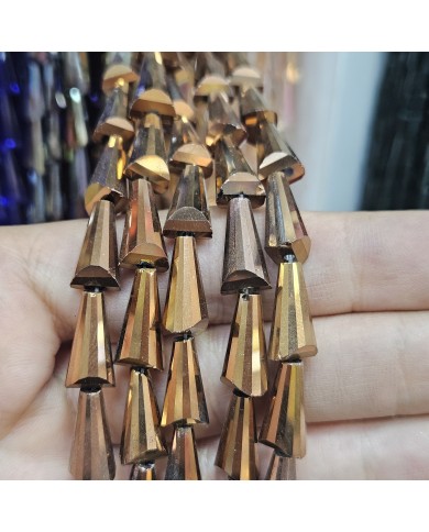 5 Adet İpe Dizili Deve Tabanı Huni Kristal Boncuk - Bronz -