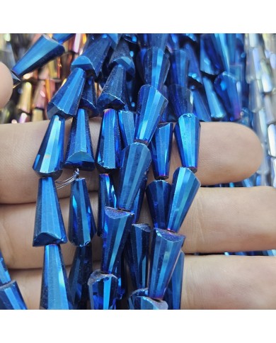 5 Adet İpe Dizili Deve Tabanı Huni Kristal Boncuk - Gece Mavisi