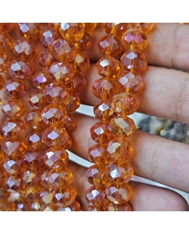 5 Adet İpe Dizili Yuvarlak Kristal Boncuk - Janjanlı Turuncu - 5 Adet İpe Dizili Yuvarlak Kristal Boncuk - Janjanlı Turuncu -