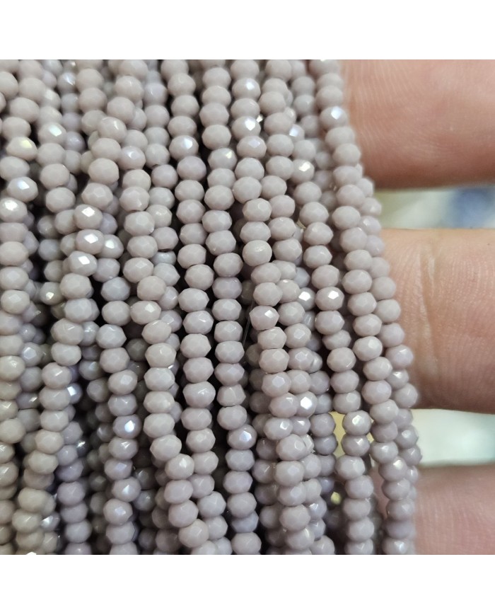 1mm İpe Dizili Kristal Boncuk Mat Gri - 10 Dizi