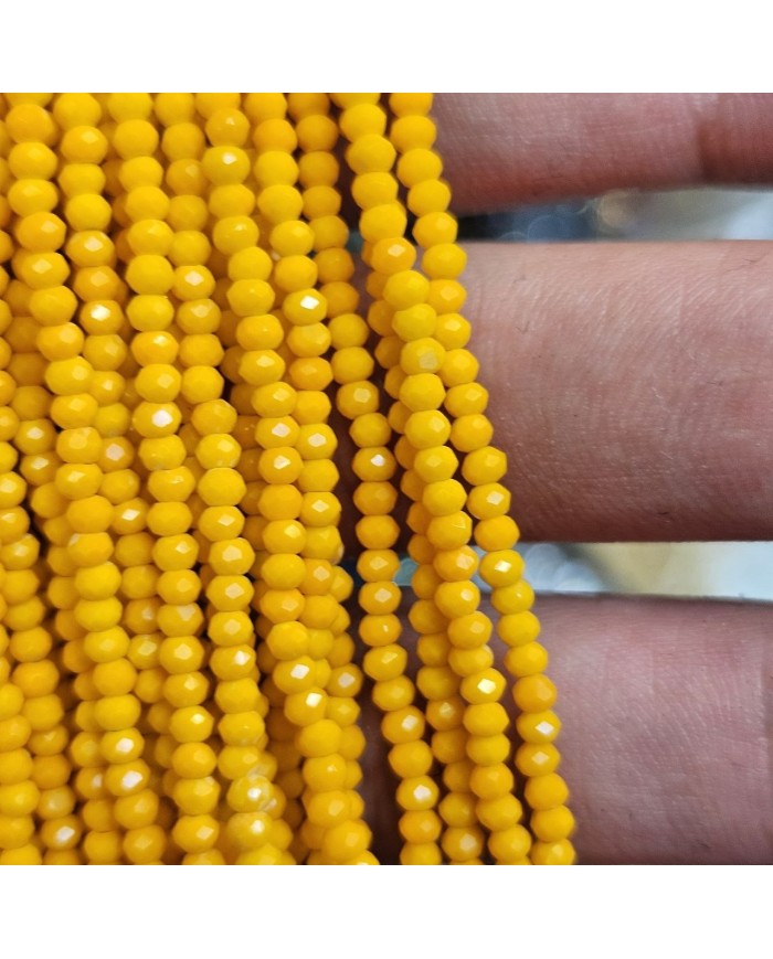 1mm İpe Dizili Kristal Boncuk Mat Yumurta Sarısı - 10 Dizi