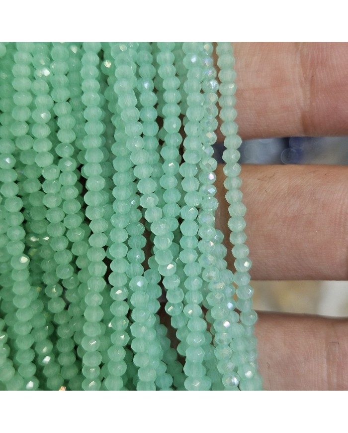 1mm İpe Dizili Kristal Boncuk Mat Buzlu Yeşil - 10 Dizi