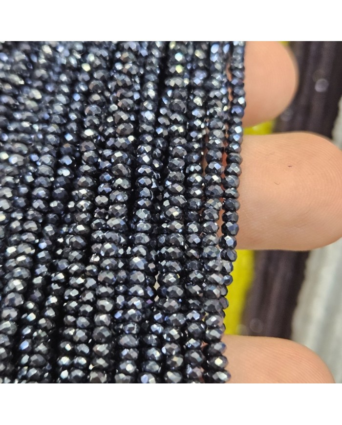 1mm İpe Dizili Kristal Boncuk Metalik Kaplama Füme - 10 Dizi