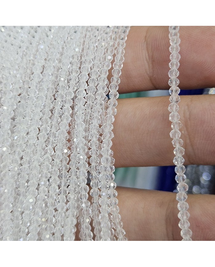 1mm İpe Dizili Kristal Boncuk Şeffaf - 10 Dizi